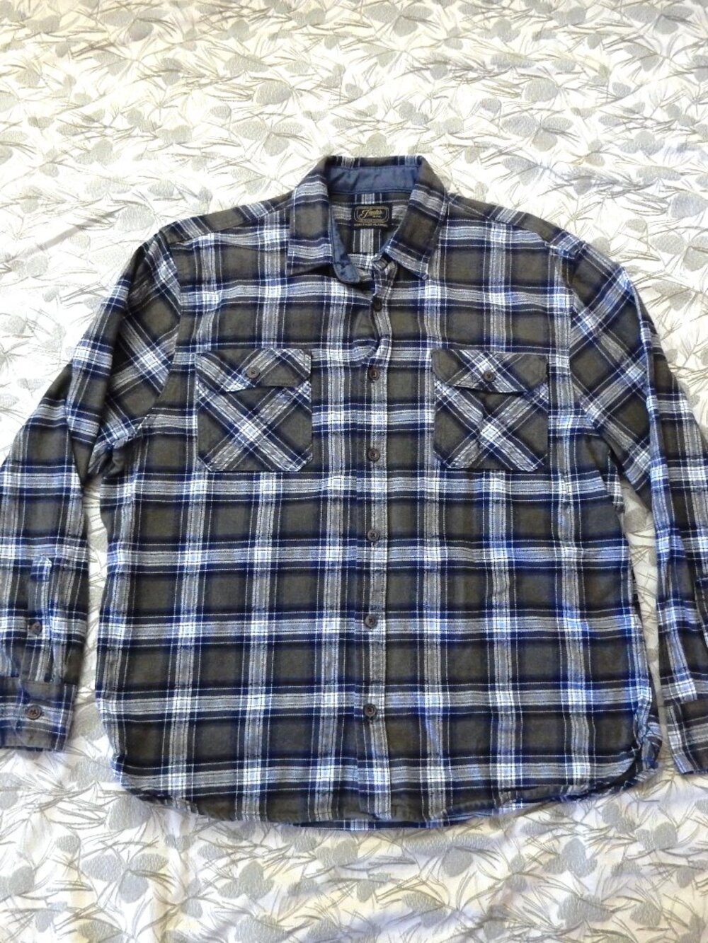 JACHS mens HERITAGE HEAVY FLANNEL SHIRT XXL green blue plaid grunge gorpcore EUC